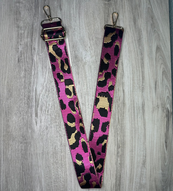 Trendy Pink Cheetah Bag Strap with a fashionable design, perfect for adding style and functionality to your bag