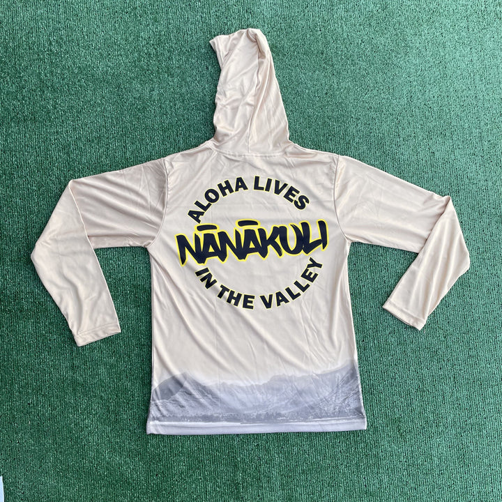 100% polyester, long sleeve Dri fit shirt with hoodie,  Youth Aloha Lives in the Valley Dri Fit Long Sleeve Shirt design for Youth