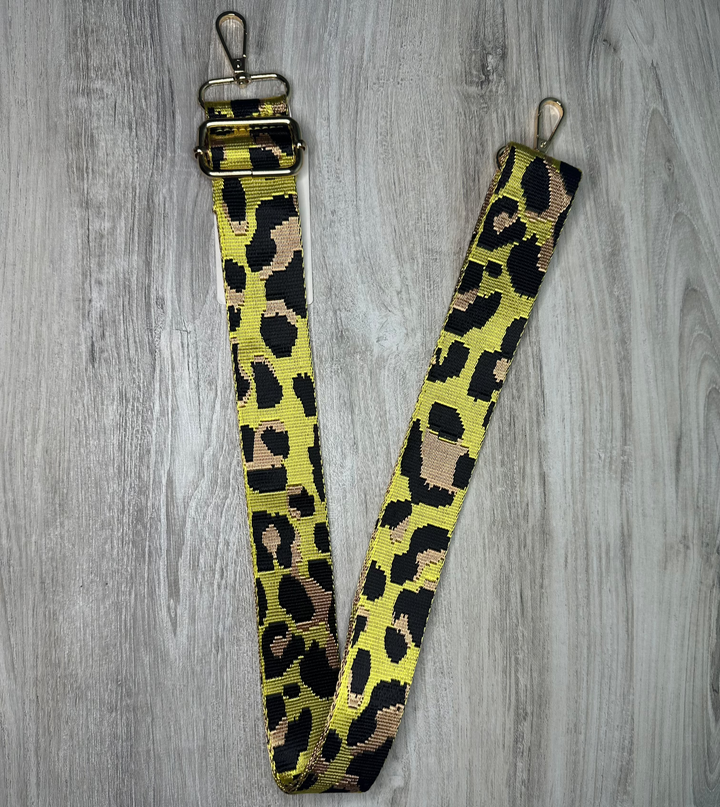 Trendy Yellow Cheetah Bag Strap with a fashionable design, perfect for adding style and functionality to your bag