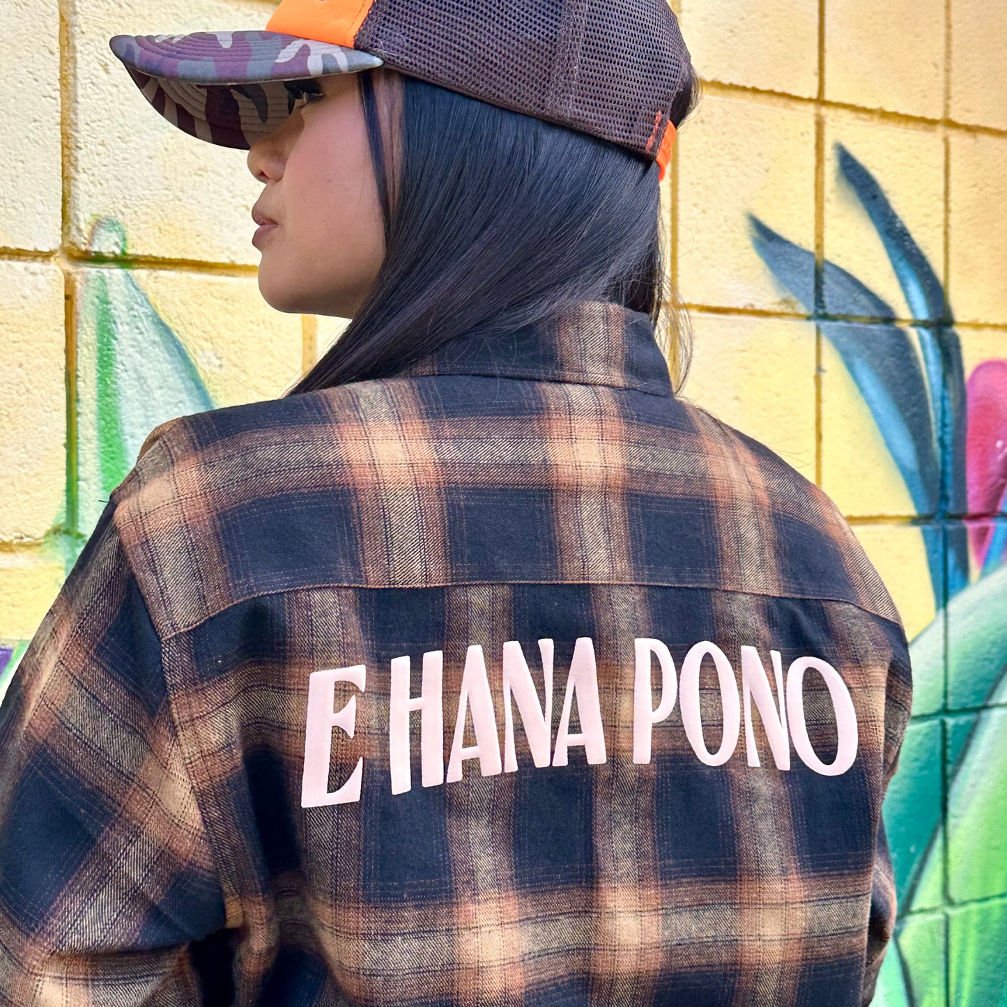 “E Hana Pono” Brown Flannel